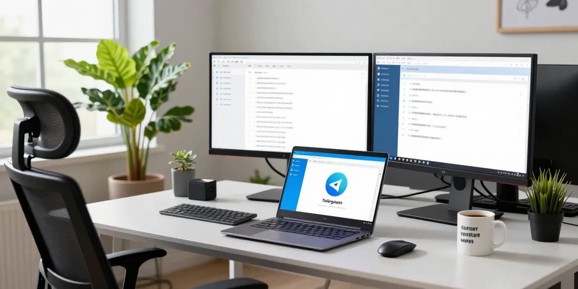 Transform your Telegram Chinese experience in a modern workspace setting.