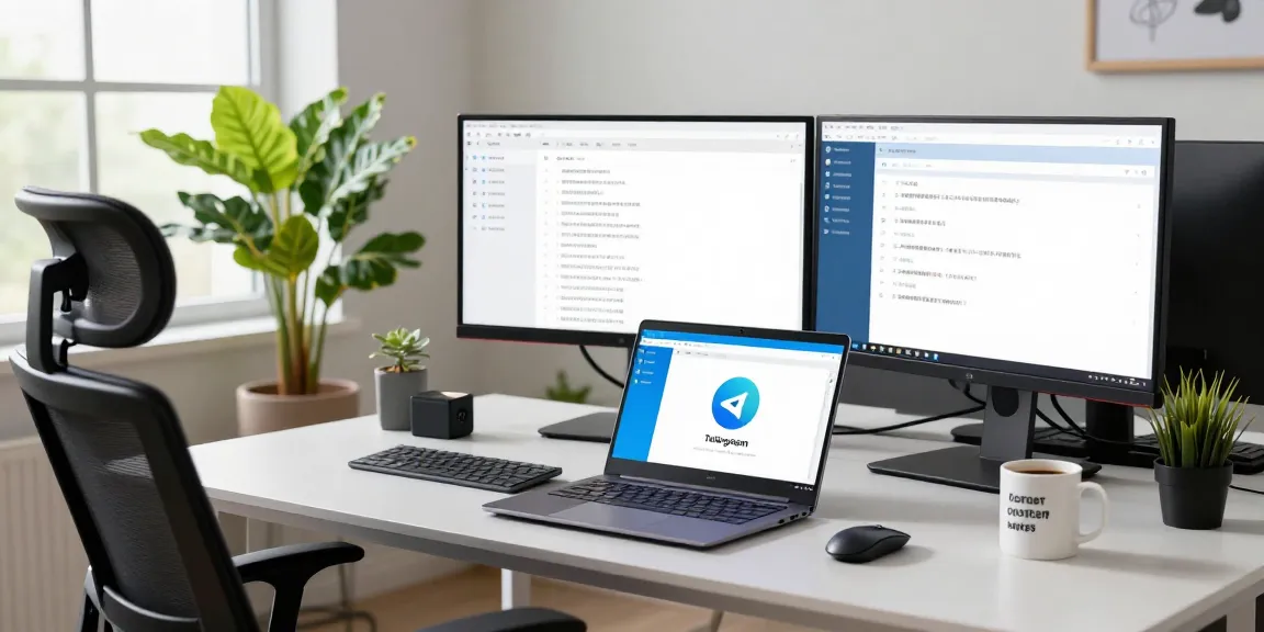 Transform your Telegram Chinese experience in a modern workspace setting.
