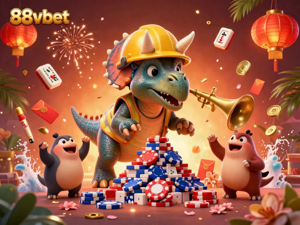 Experience the vibrant world of 88vbet with a dynamic casino scene featuring exciting characters and elements.