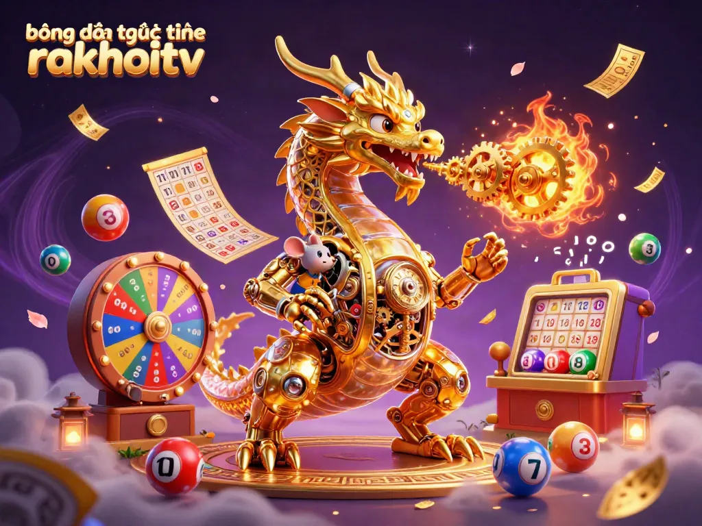 Experience the thrill of bóng đá trực tuyến rakhoitv with a vibrant 3D scene bursting with action and lottery excitement.