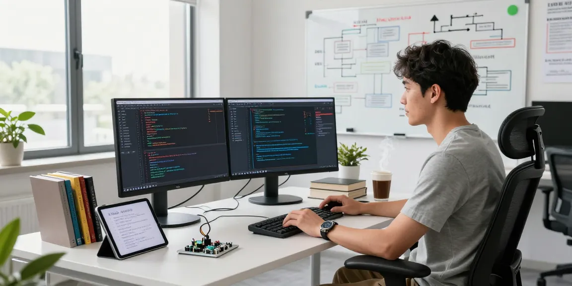 Engineer coding at the WPS Official Website in a modern office
