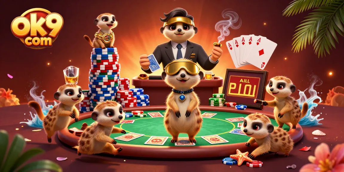 Experience the excitement of ok9 com casino games with meerkats hosting a lively poker scene.